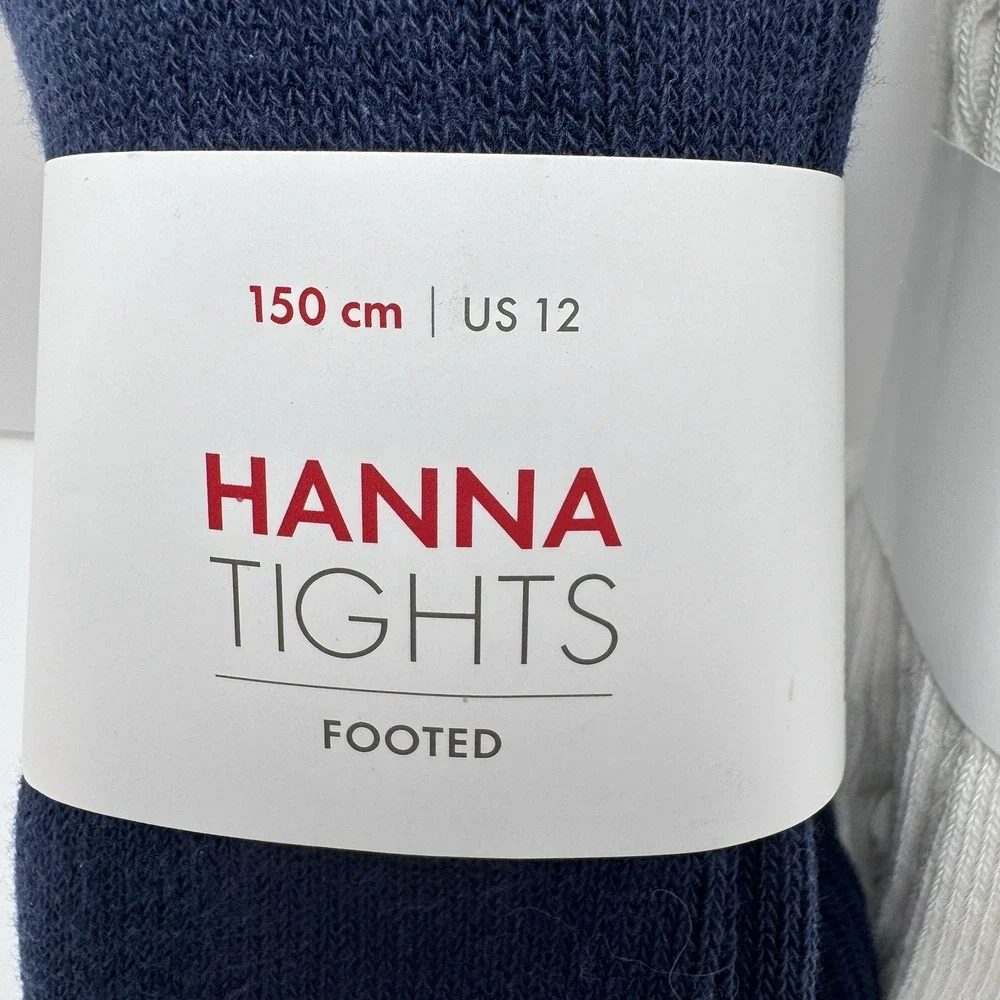 Hanna Andersson Girls' Tights Set Of 2 1 Navy 1 White Size 150 US 12 NEW